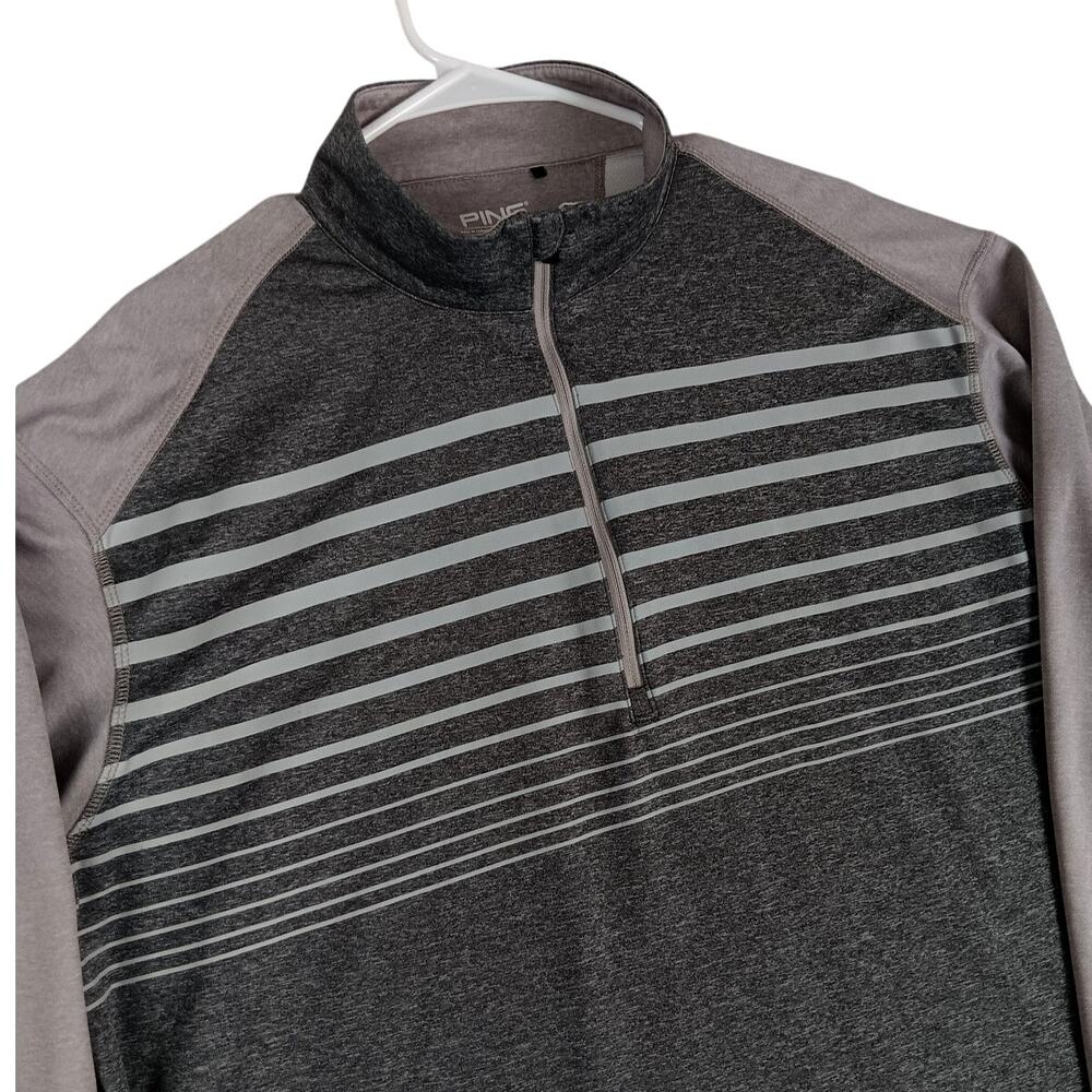Ping Quarter Zip Golf Shirt Mens XL Gray Striped‎ Performance Sensorcool Wicking